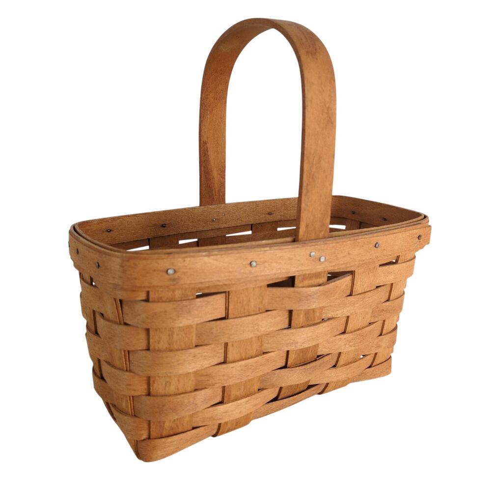 Vintage‎ 1990 Longaberger Small Market Gathering Basket Top Handle Maple Wood